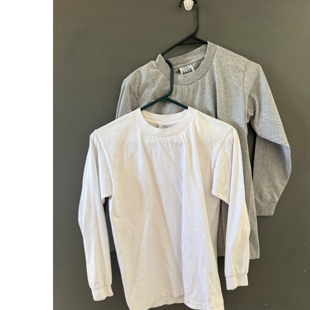 Kids Pro‎ Club Set Of 2 T-Shirt Bundle Long Short Sleeve White Grey S School